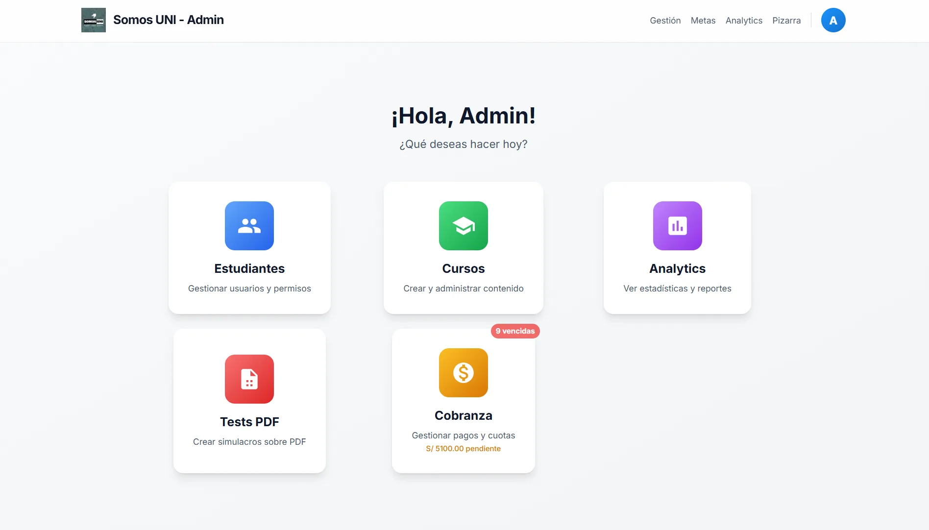 Plataforma Somos UNI - Gestión de cursos y alumnos