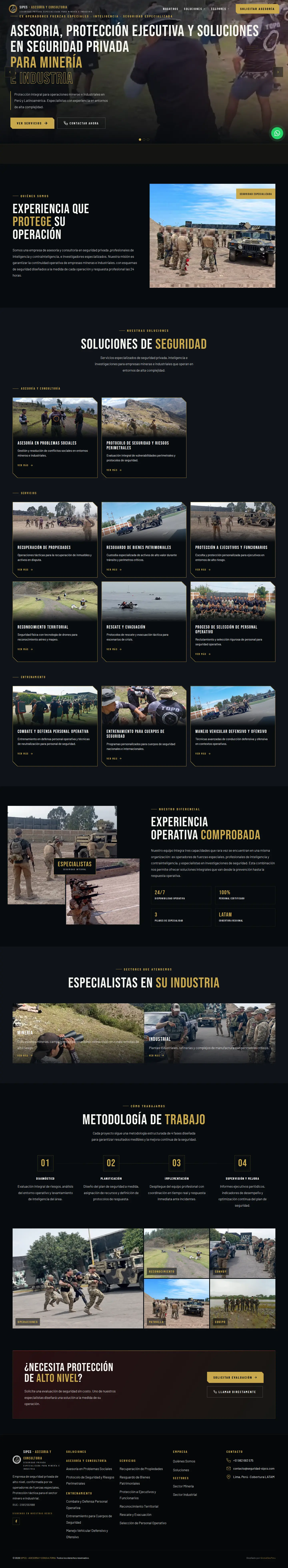 Página web personalizada para seguridad minera e industrial