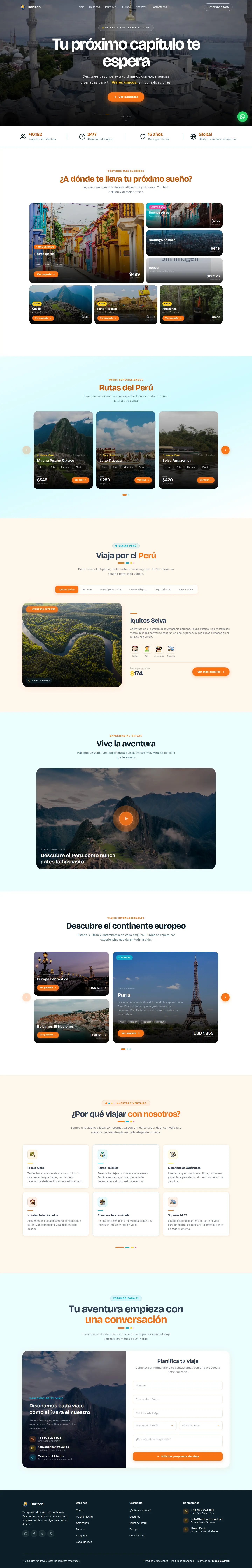 Página web de turismo con panel administrador para destinos y paquetes