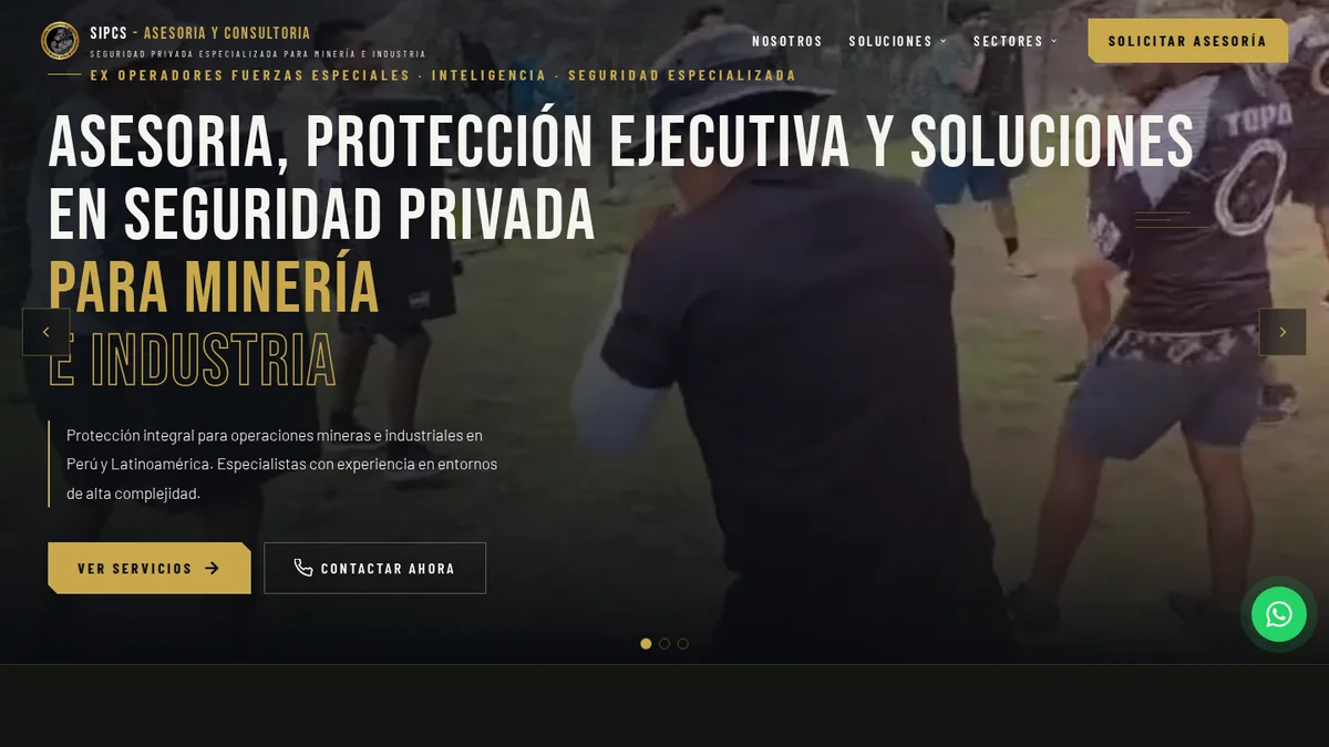 Página web personalizada para seguridad minera e industrial