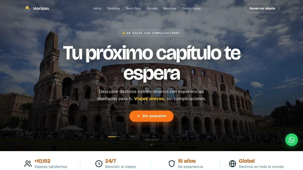 Página web de turismo con panel administrador para destinos y paquetes